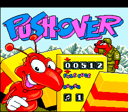 Push-Over title screen for Super Nintendo